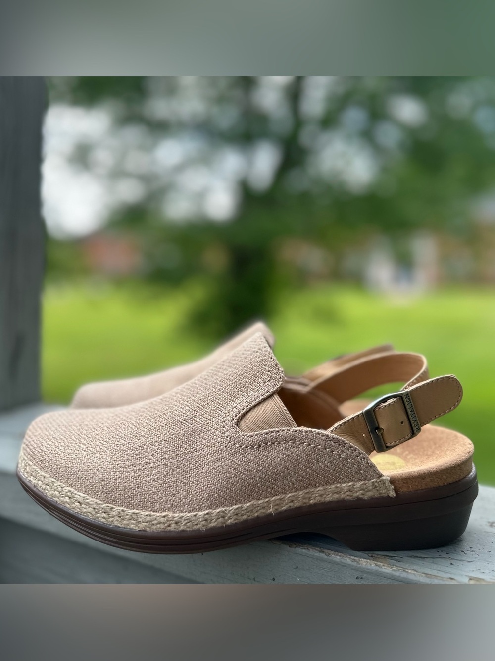 REVITALIGN Women 7 Minimalist Coastal Ojai Tweed Canvas Clog Slingback Orthotic